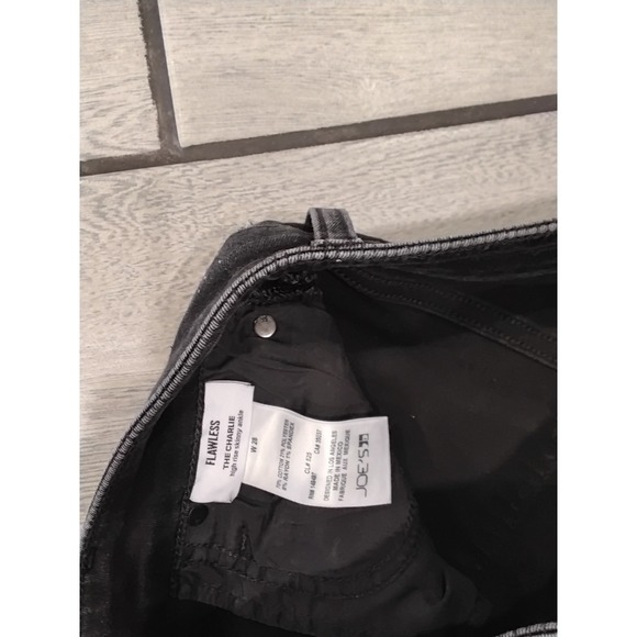 Joe's Jeans The Charlie High Rise Skinny Ankle Black Jeans Silver‎ Stripes - Picture 2 of 6